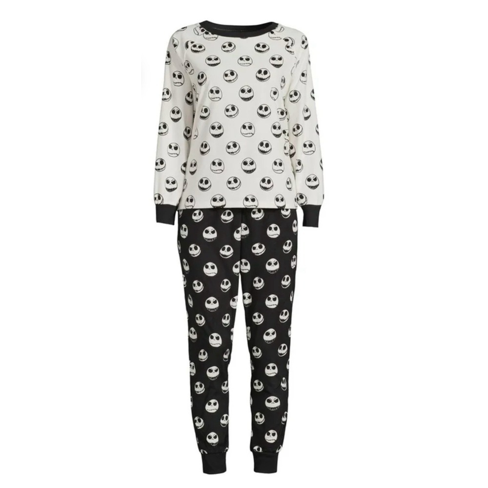 NEW Nightmare Before Christmas‎ Pajamas 2 Pc Set Black White Women's Small 186